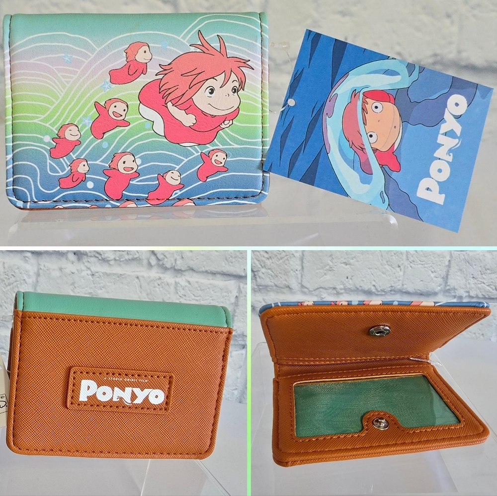 Ponyo Studio Ghibli Wallet Cardholder Case Swimming Sisters Ocean Waves Design
